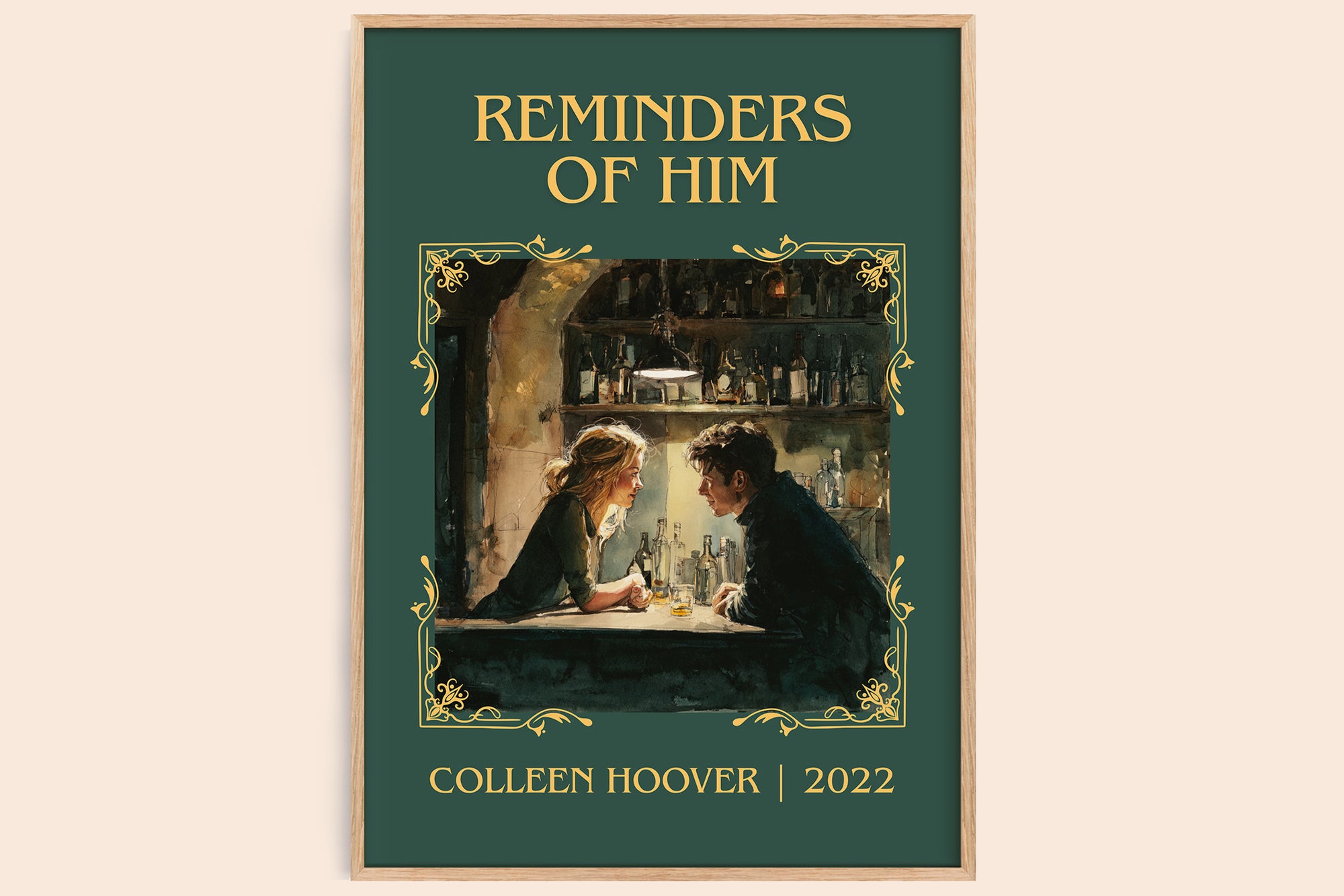 Reminders of Him classic book art book poster by Colleen Hoover – framed literary art print