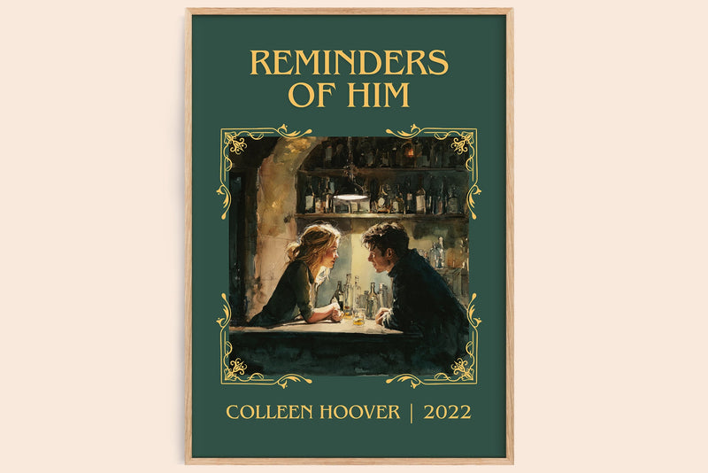 Reminders of Him classic book art book poster by Colleen Hoover – framed literary art print