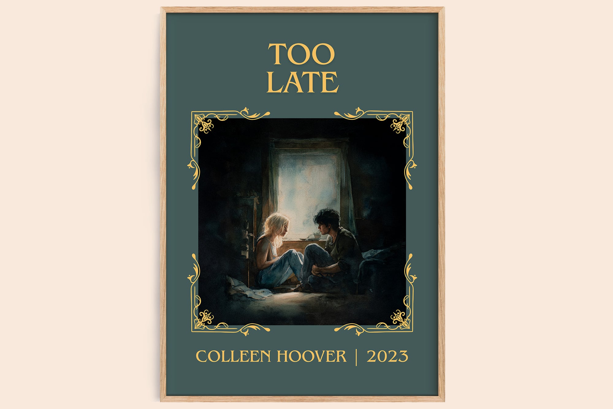 Too late classic book art book poster by Colleen Hoover – framed literary art print