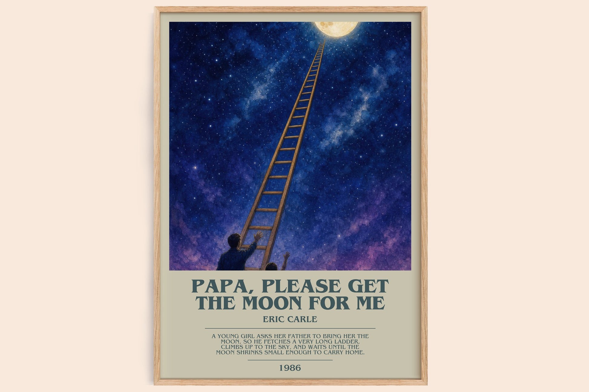 Papa, Please Get The Moon For Me bookish book poster by Eric Carle – framed literary art print