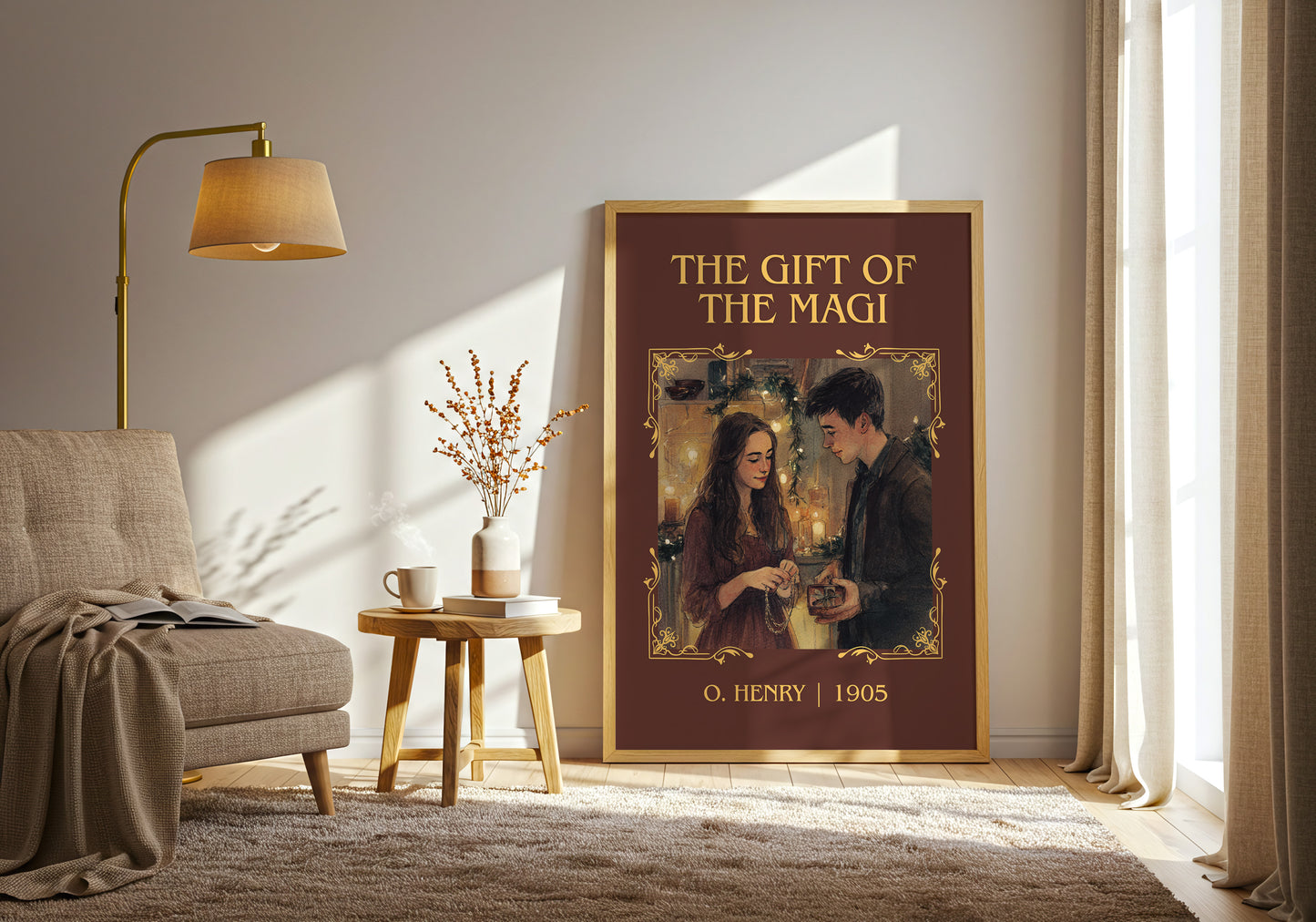 The Gift Of The Magi classic book art print in frame leaning in hallway – classic literature wall art