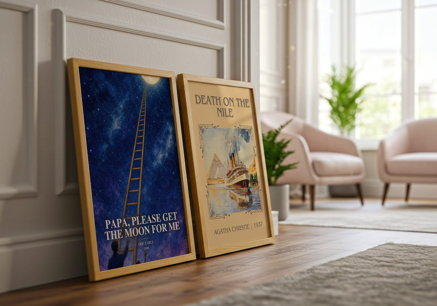 Papa, Please Get The Moon For Me watercolour print framed by window – literary home decor