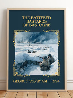 Battered Bastards Of Bastogne Classic Book Art Print by G. Koskimaki – framed print leaning on a wooden floor