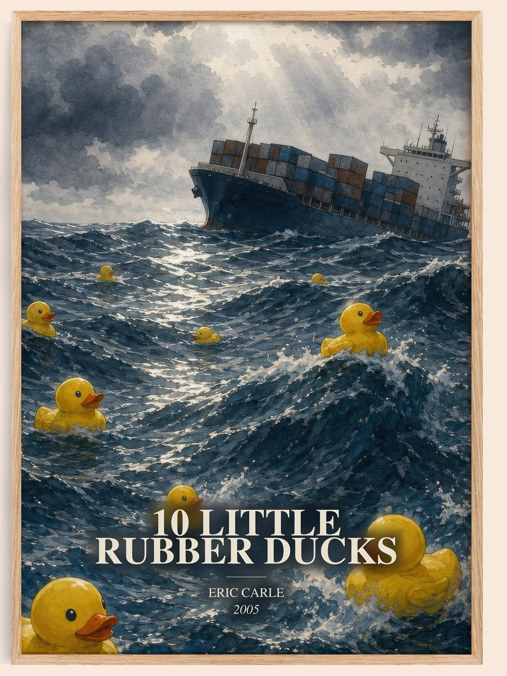 10 Little Rubber Ducks watercolour book poster by Eric Carle – framed literary art print