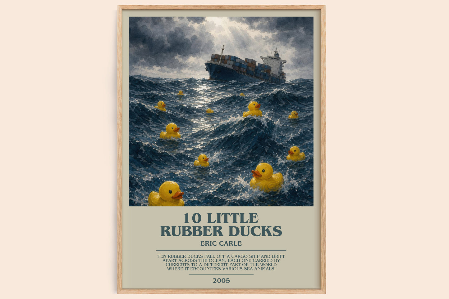 10 Little Rubber Ducks bookish book poster by Eric Carle – framed literary art print