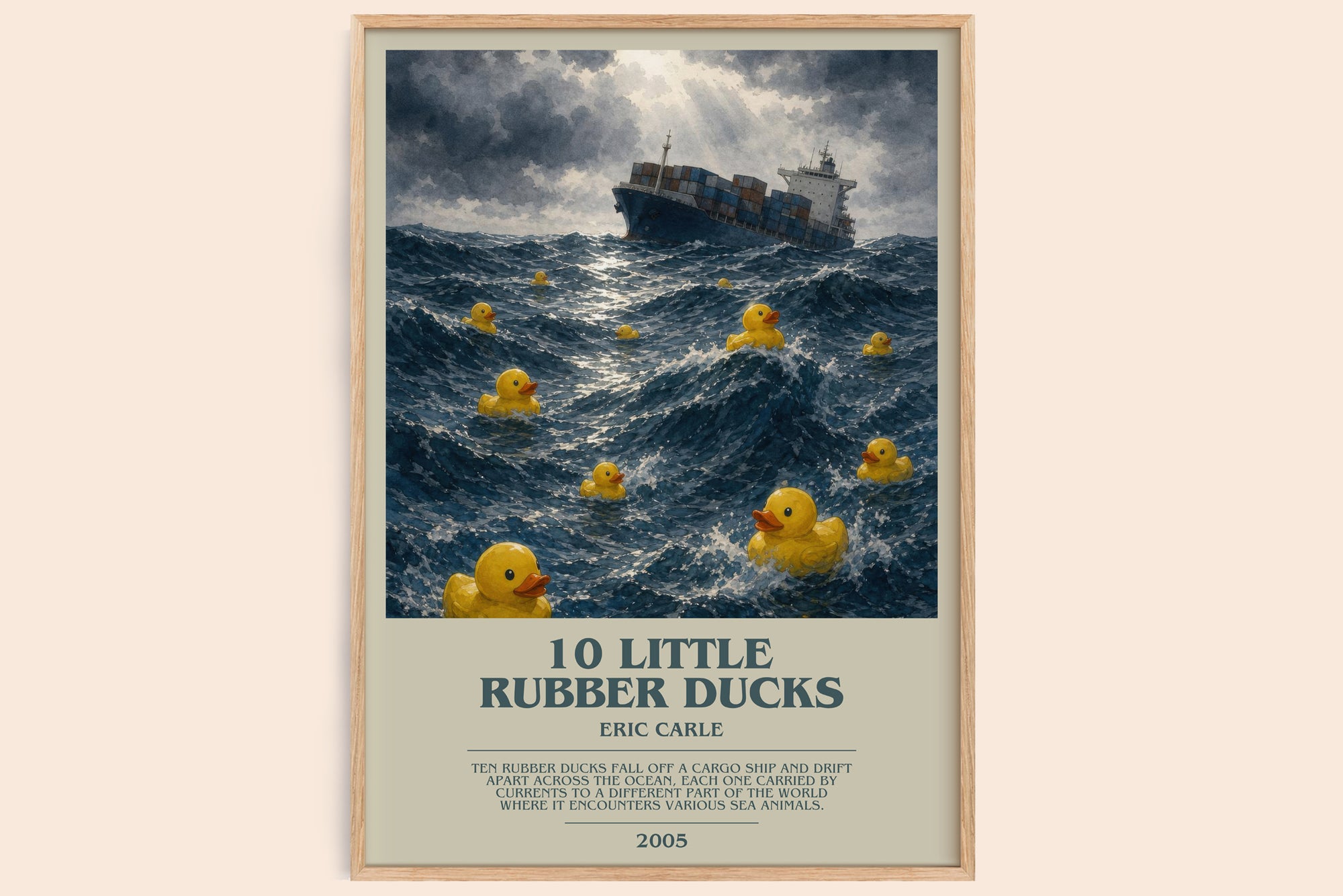 10 Little Rubber Ducks bookish book poster by Eric Carle – framed literary art print