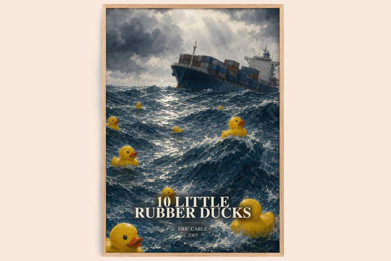 10 Little Rubber Ducks watercolour book poster by Eric Carle – framed literary art print