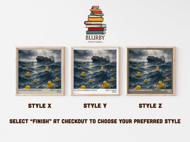 10 Little Rubber Ducks literary print in frame leaning in hallway – childrens wall art
