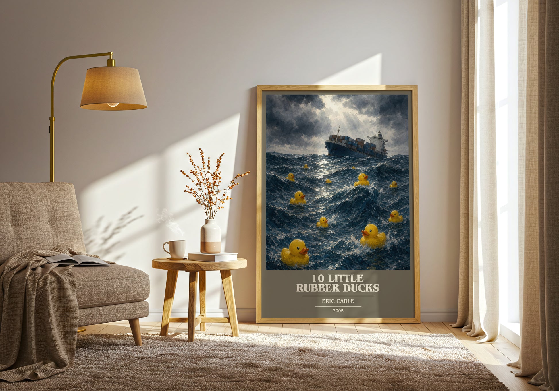 10 Little Rubber Ducks book cover print on bookshelf – Eric Carle fan gift
