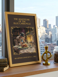 Adventure Of The Blue Carbuncle Classic Book Art Print by S. Doyle – framed print on a city-view windowsill