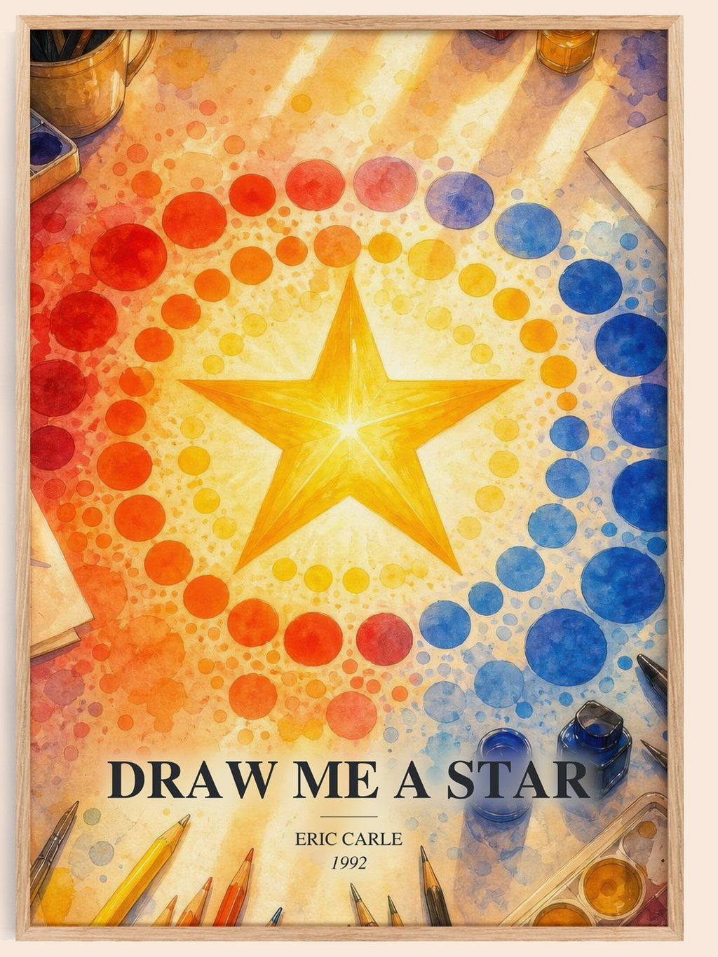 Draw Me A Star watercolour book poster by Eric Carle – framed literary art print