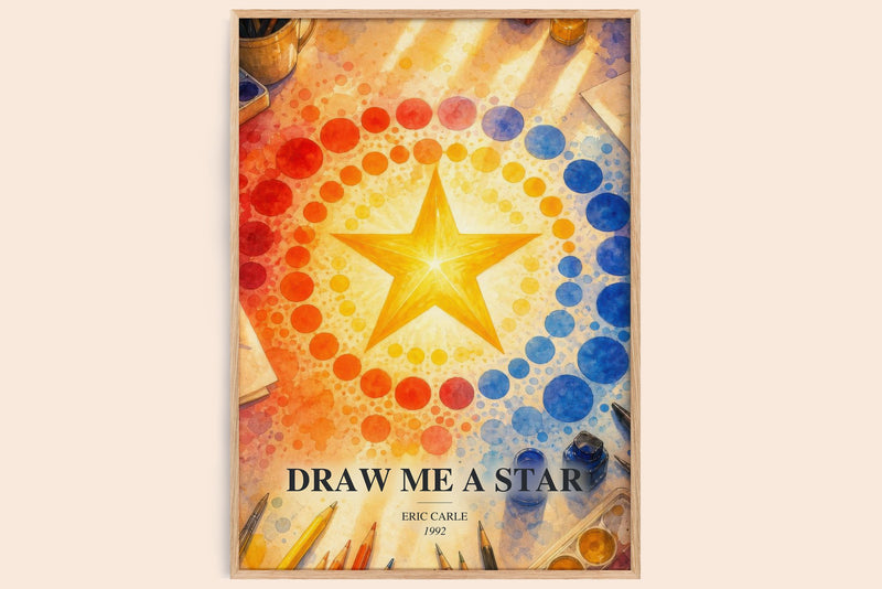 Draw Me A Star watercolour book poster by Eric Carle – framed literary art print