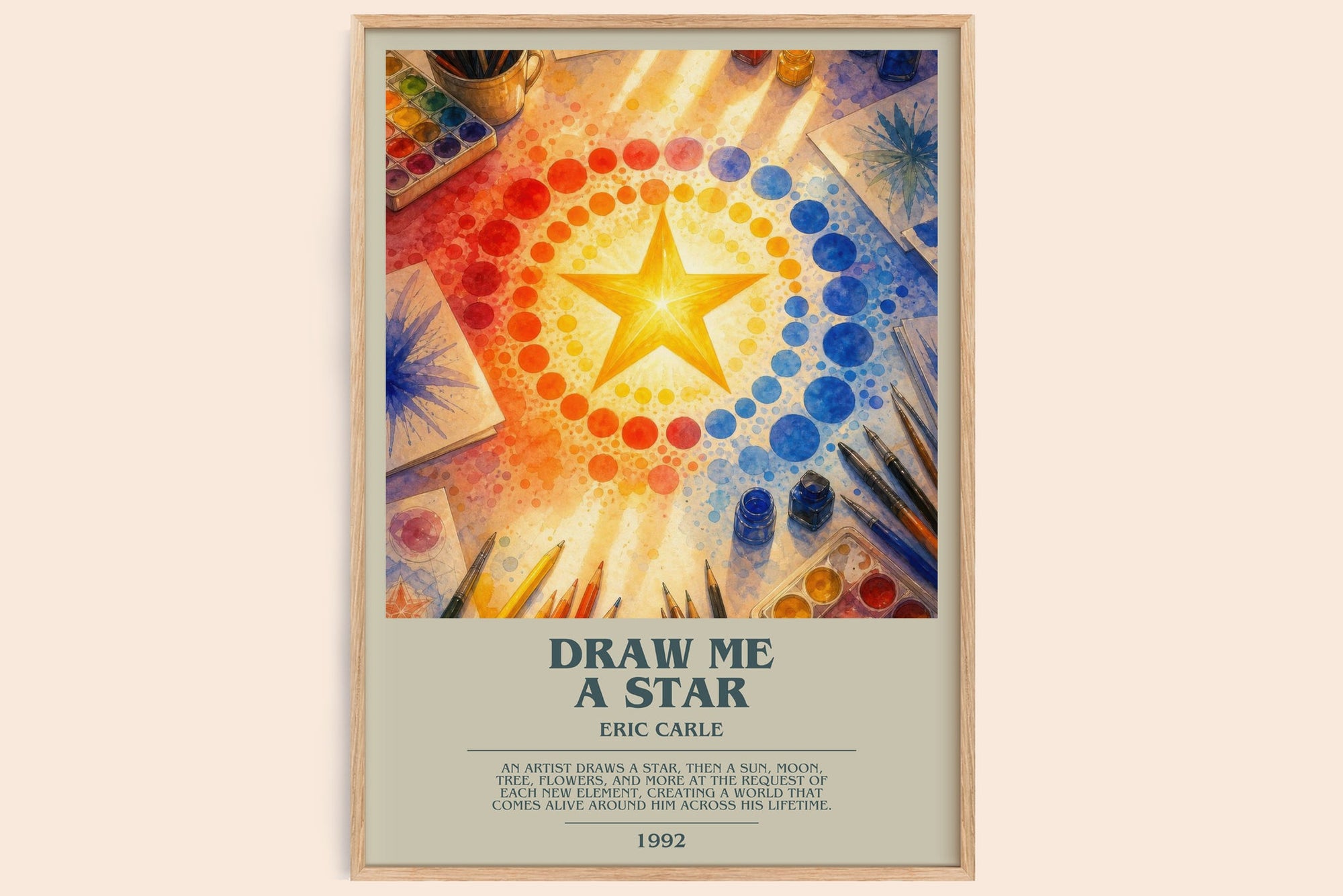 Draw Me A Star bookish book poster by Eric Carle – framed literary art print