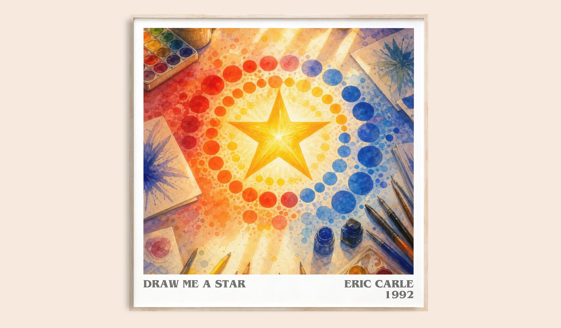 Draw Me A Star literary book poster by Eric Carle – framed literary art print