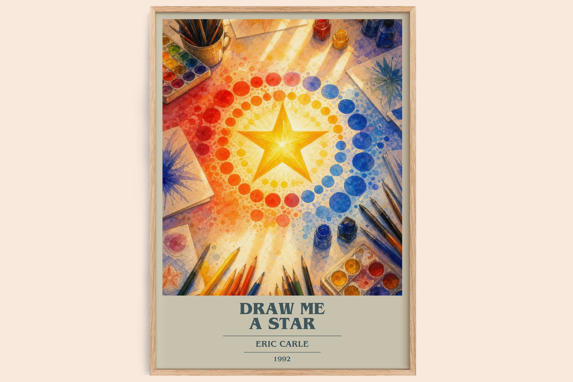 Draw Me A Star book cover book poster by Eric Carle – framed literary art print