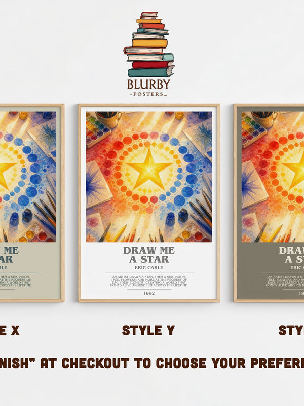 Draw Me A Star bookish print in frame leaning in hallway – childrens wall art