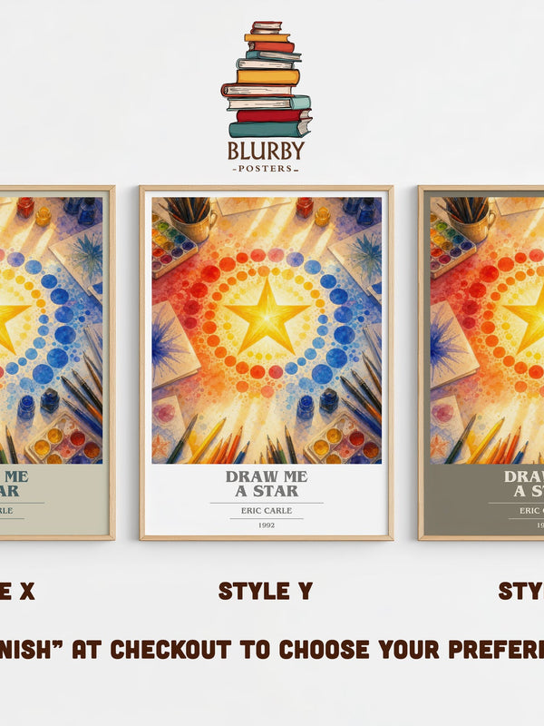 Draw Me A Star book cover print in frame leaning in hallway – childrens wall art