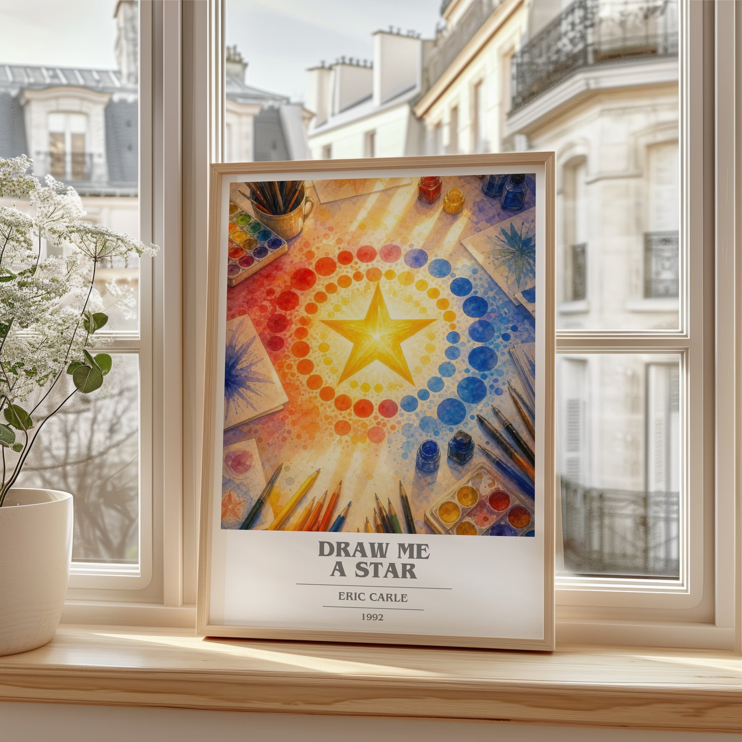 Draw Me A Star book cover poster colour and style options – Eric Carle book art