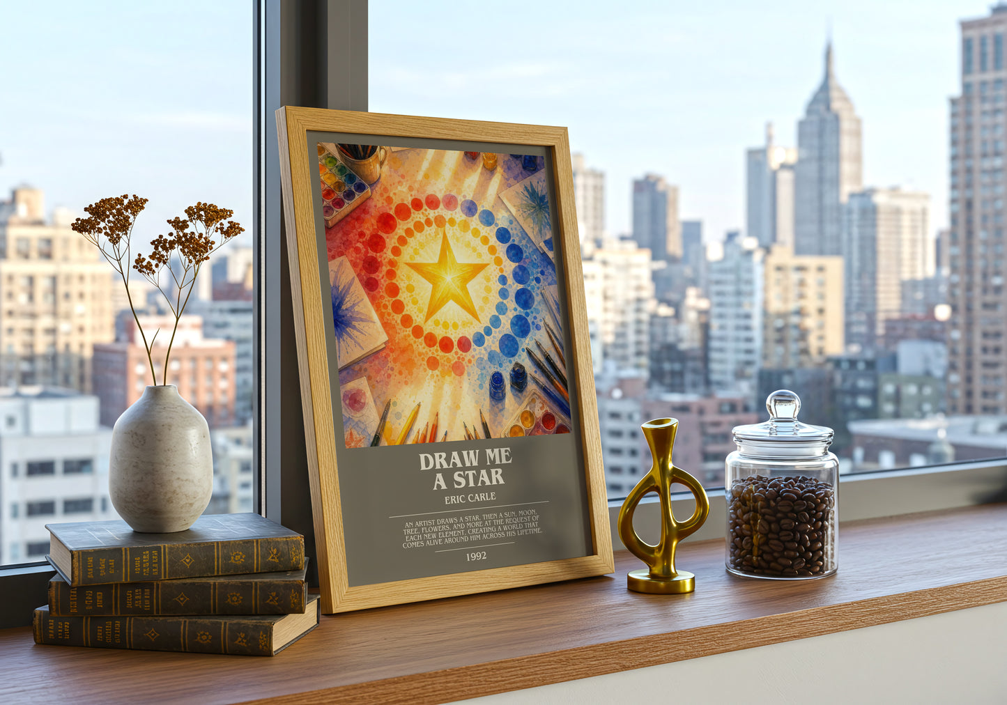 Draw Me A Star bookish print framed by window – literary home decor