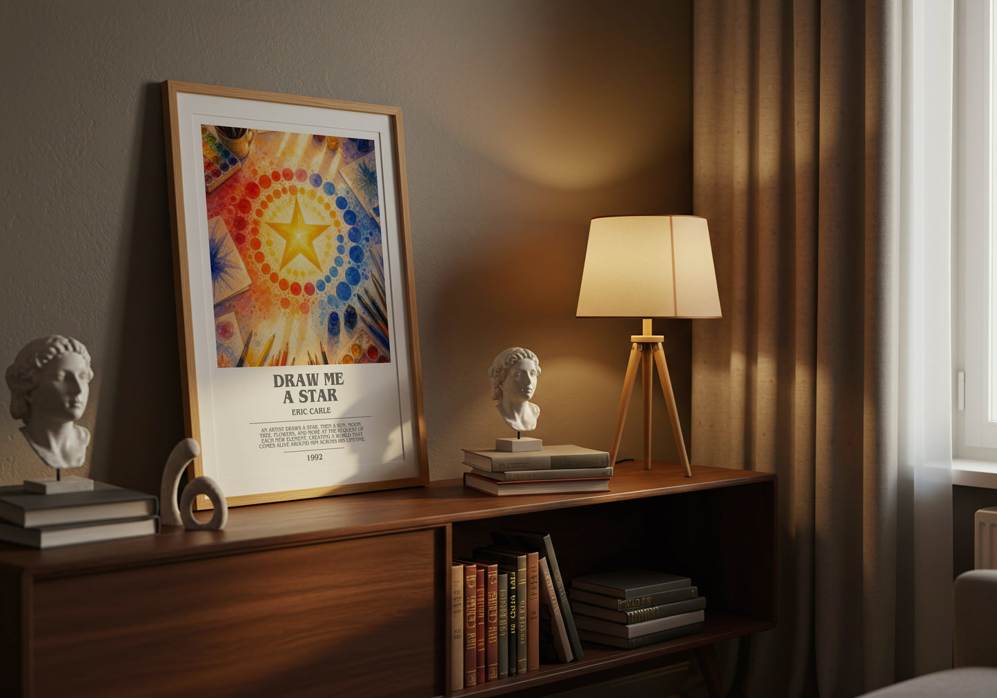 Draw Me A Star bookish book poster framed on wall – childrens wall art