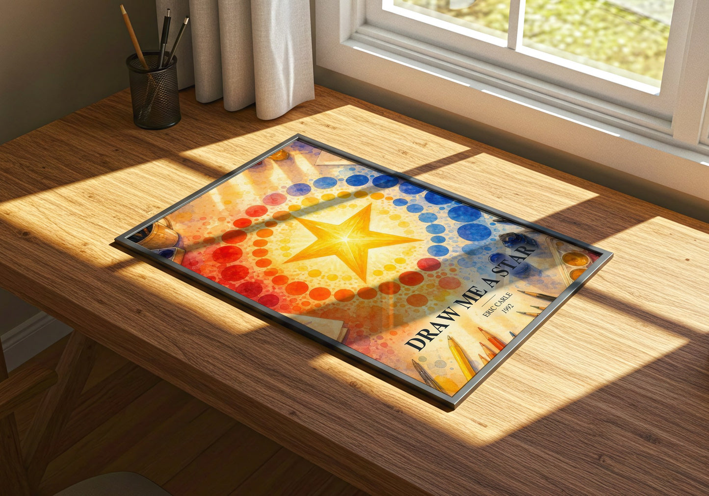 Draw Me A Star watercolour book poster framed on wall – childrens wall art