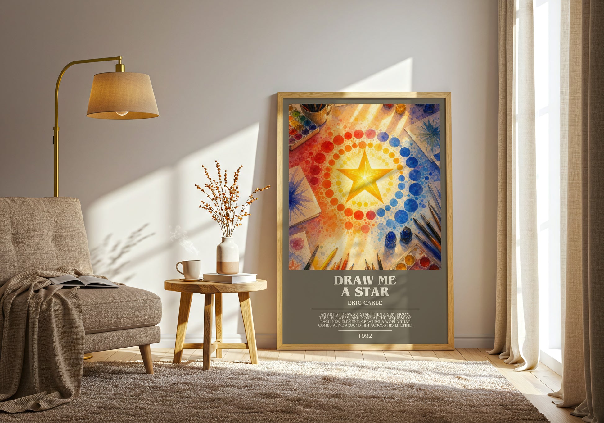 Draw Me A Star bookish print on bookshelf – Eric Carle fan gift