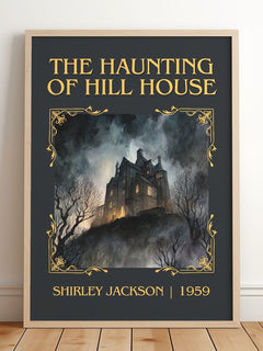 The Haunting Of Hill House Classic Book Art Print by Shirley Jackson – framed print leaning on a wooden floor
