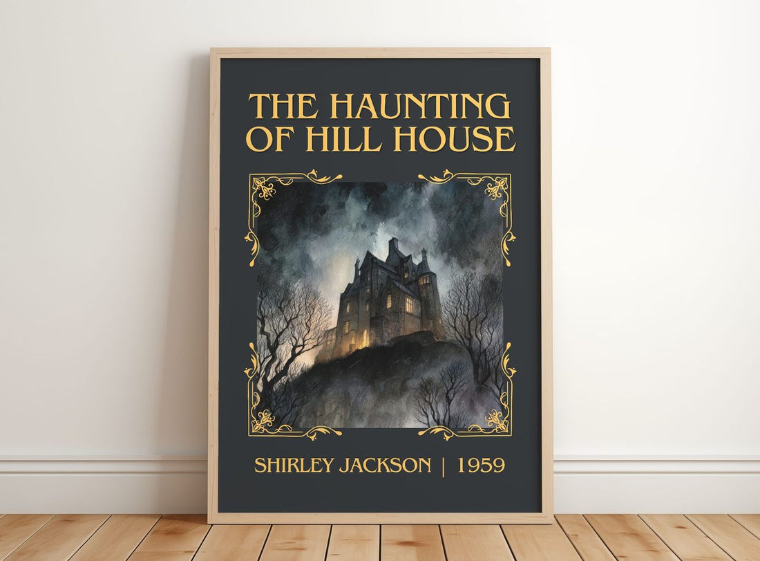 The Haunting Of Hill House Classic Book Art Print by Shirley Jackson – framed print leaning on a wooden floor