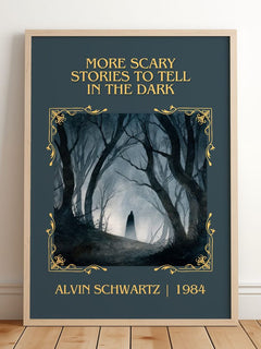 More Scary Stories To Tell In The Dark Classic Book Art Print – framed print leaning on a wooden floor
