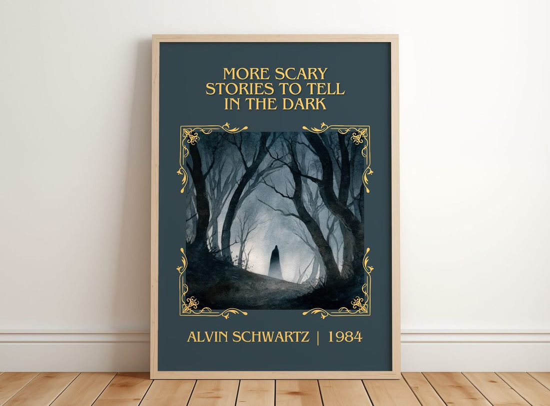 More Scary Stories To Tell In The Dark Classic Book Art Print – framed print leaning on a wooden floor