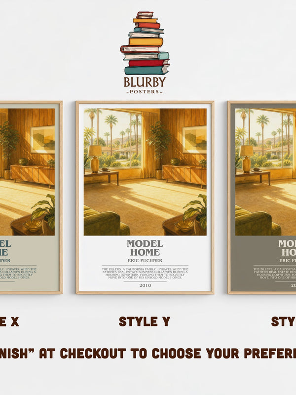 Model Home bookish print in frame leaning in hallway – contemporary fiction wall art