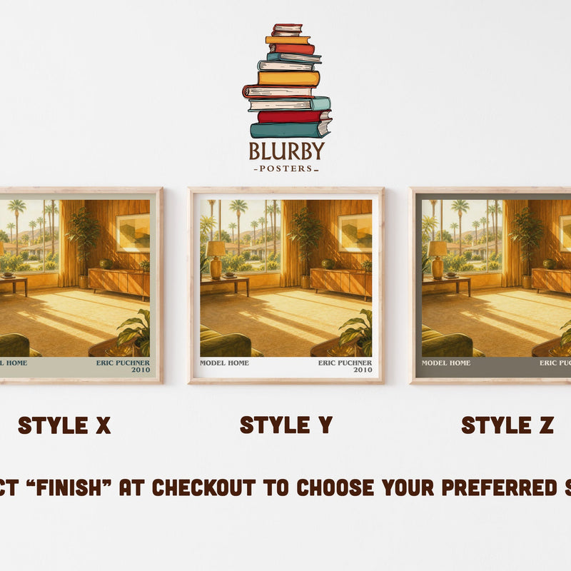 Model Home literary print in frame leaning in hallway – contemporary fiction wall art
