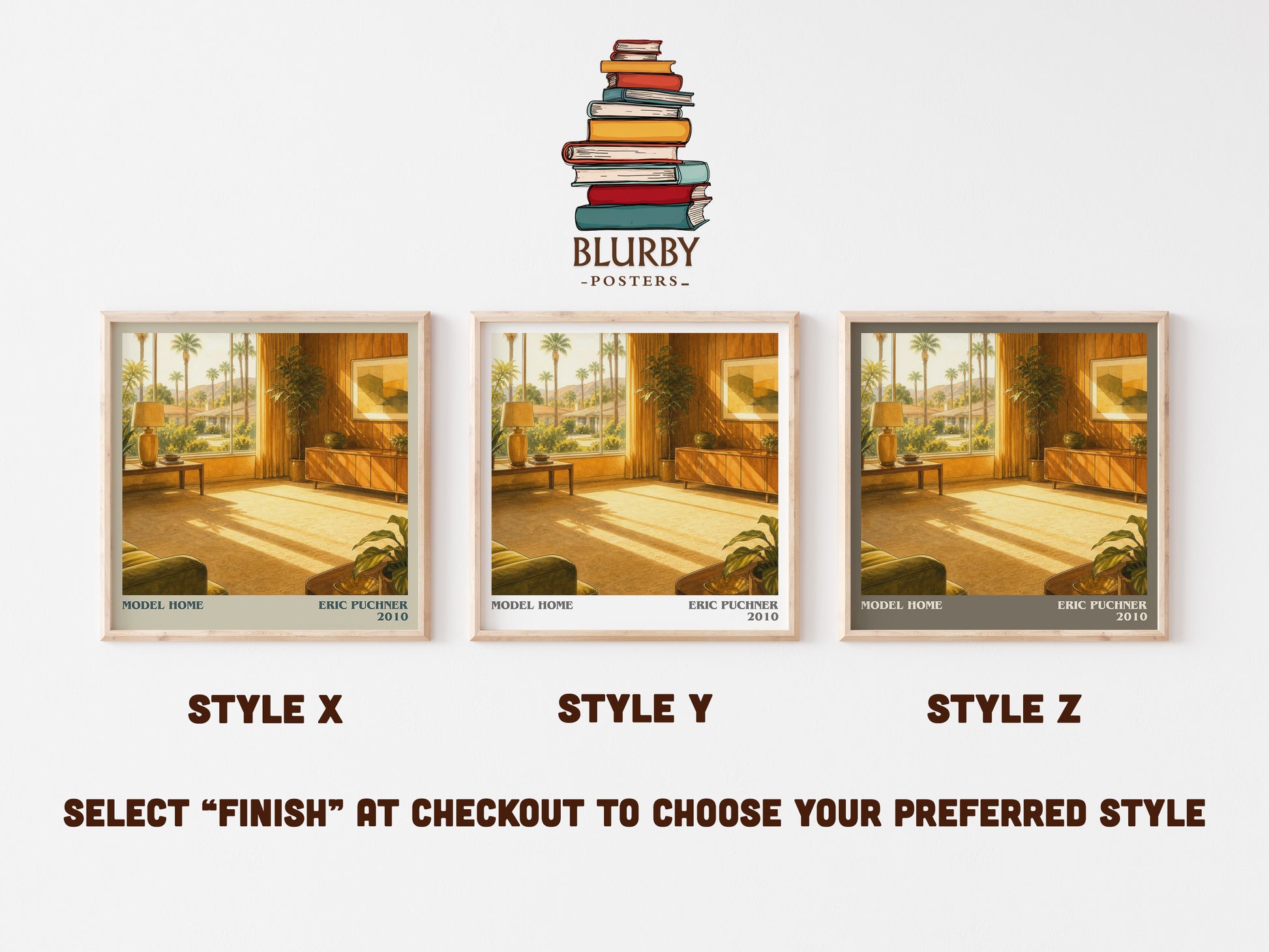 Model Home literary print in frame leaning in hallway – contemporary fiction wall art