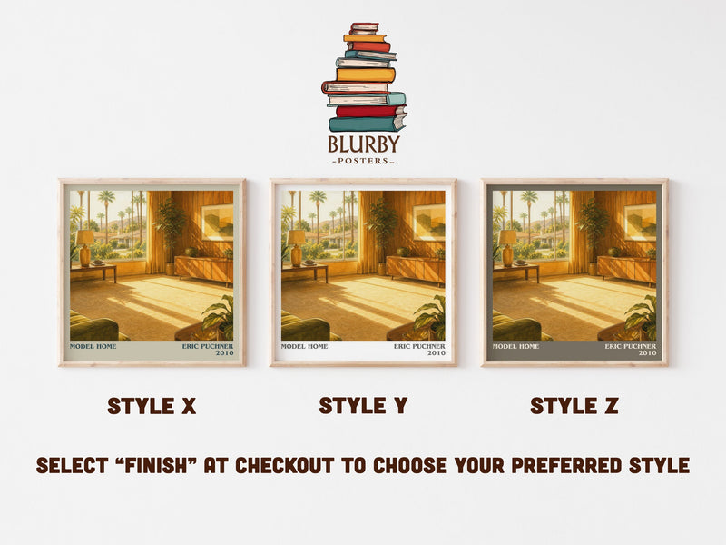 Model Home literary print in frame leaning in hallway – contemporary fiction wall art