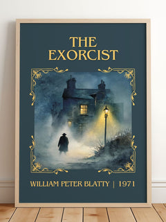 The Exorcist Classic Book Art Print by William Peter Blatty – framed print leaning on a wooden floor