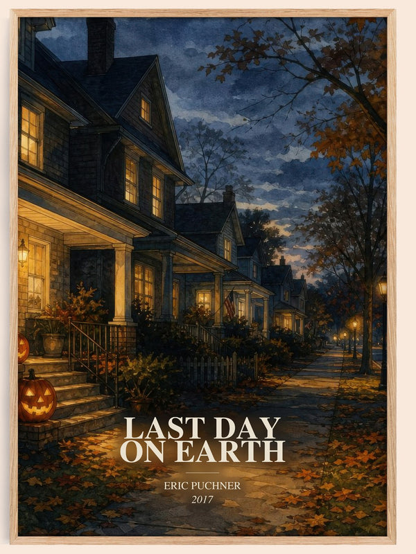 Last Day On Earth watercolour book poster by Eric Puchner – framed literary art print
