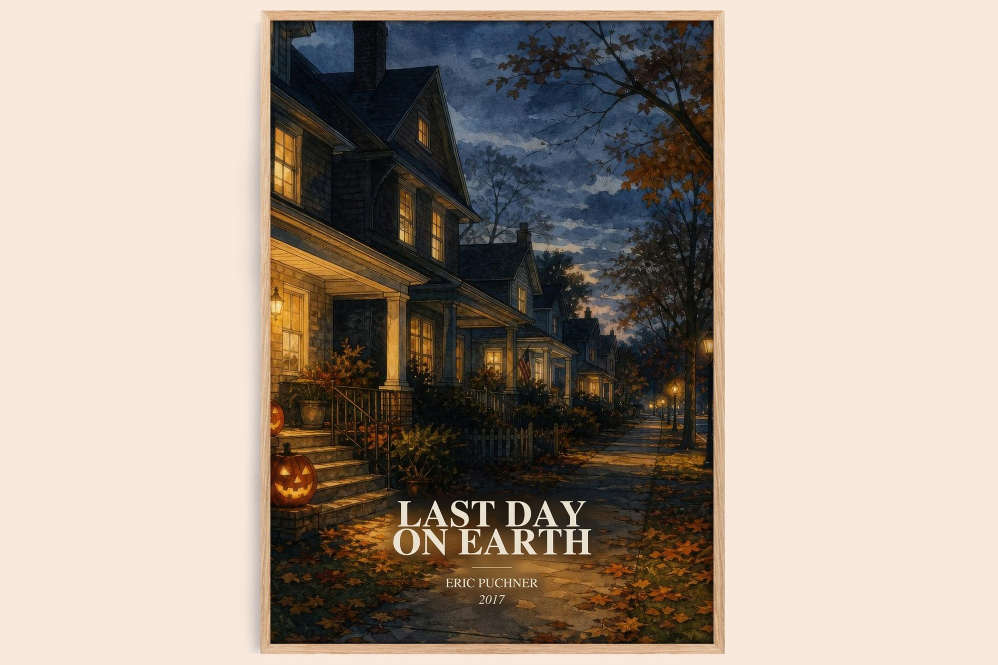 Last Day On Earth watercolour book poster by Eric Puchner – framed literary art print