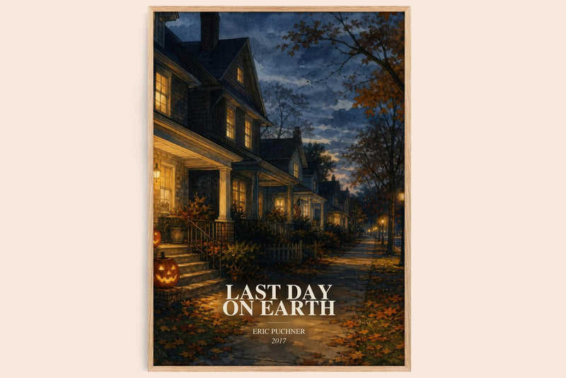 Last Day On Earth watercolour book poster by Eric Puchner – framed literary art print