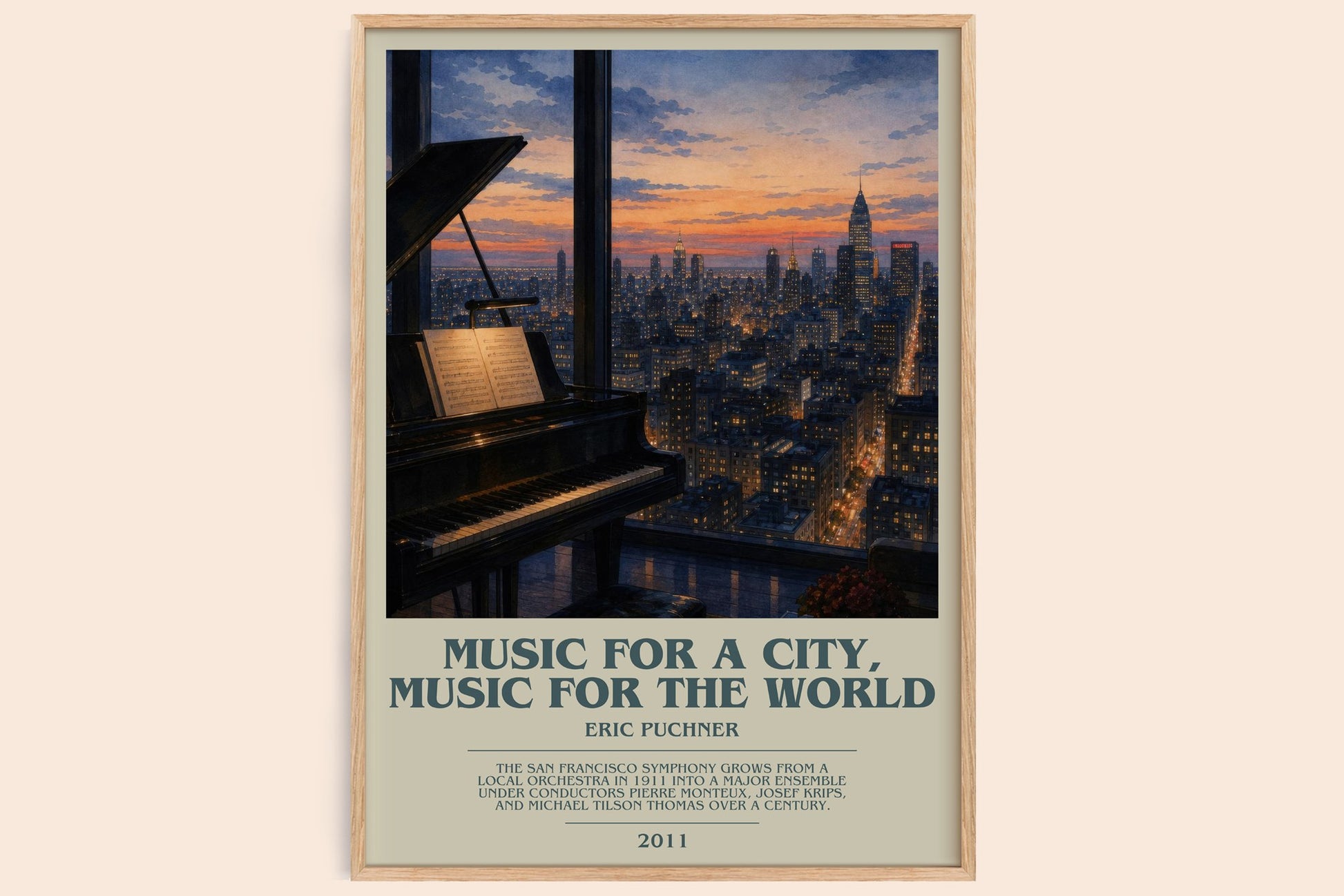Music For A City, Music For The World bookish book poster by Eric Puchner – framed literary art print