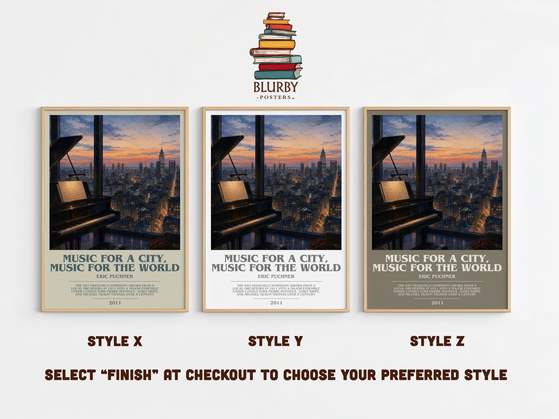 Music For A City, Music For The World bookish print in frame leaning in hallway – non fiction wall art