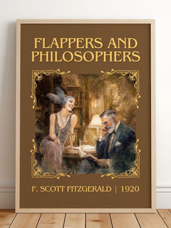 Flappers And Philosophers Classic Book Art Print by F. Fitzgerald – framed print leaning on a wooden floor