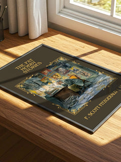 The Pat Hobby Stories Classic Book Art Print by F. Scott Fitzgerald – print on a sunlit desk