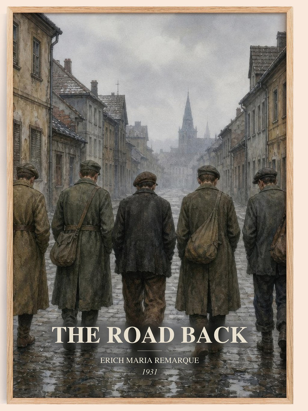 The Road Back watercolour book poster by Erich Maria Remarque – framed literary art print