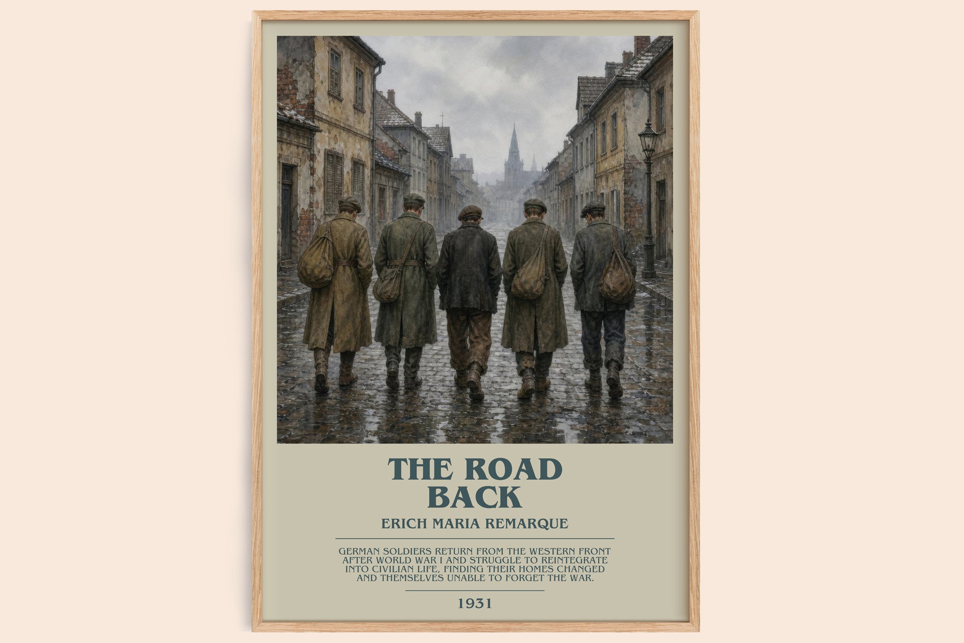 The Road Back bookish book poster by Erich Maria Remarque – framed literary art print
