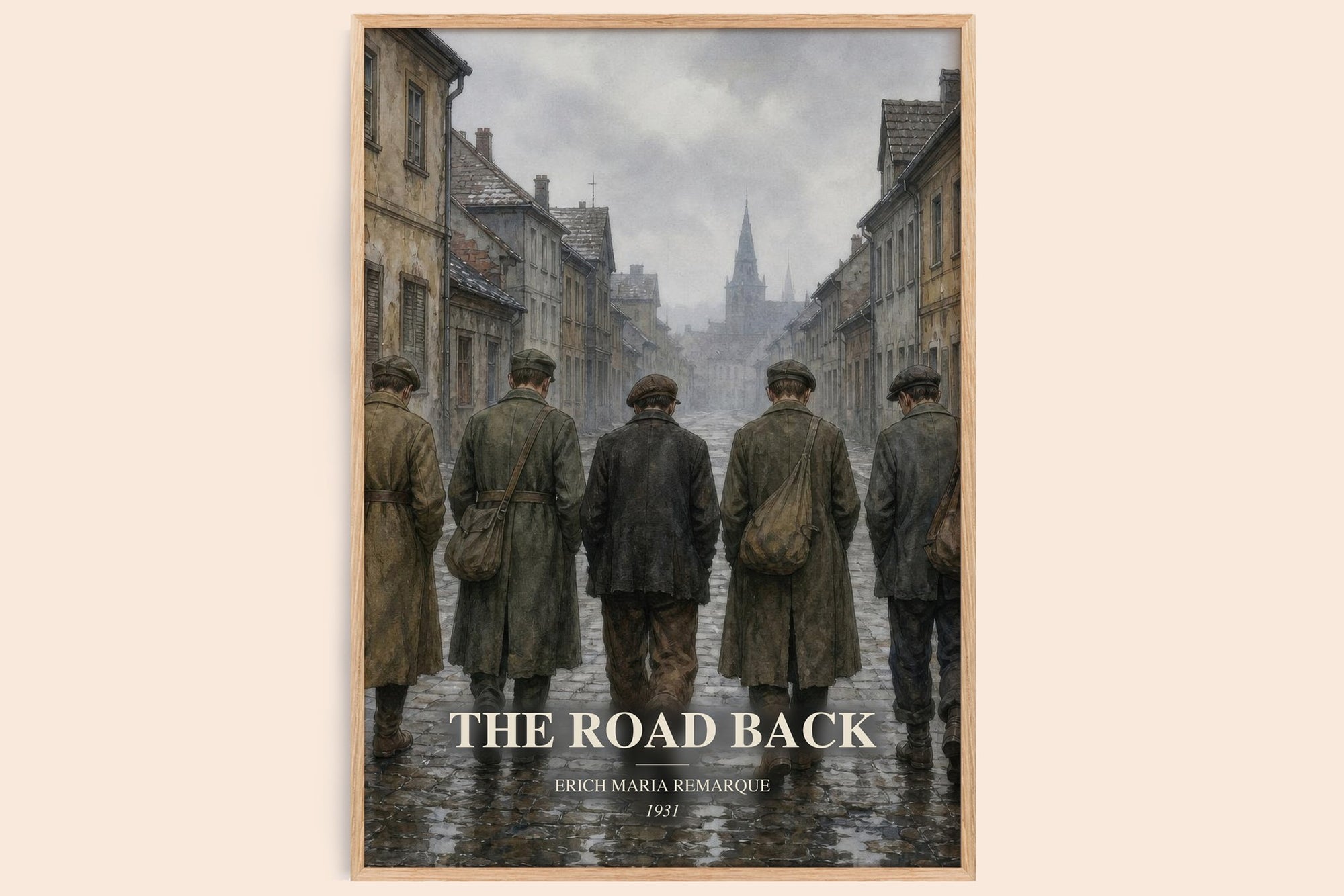 The Road Back watercolour book poster by Erich Maria Remarque – framed literary art print