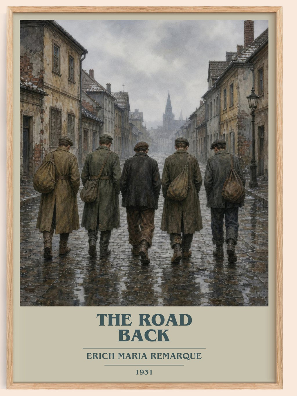 The Road Back book cover book poster by Erich Maria Remarque – framed literary art print