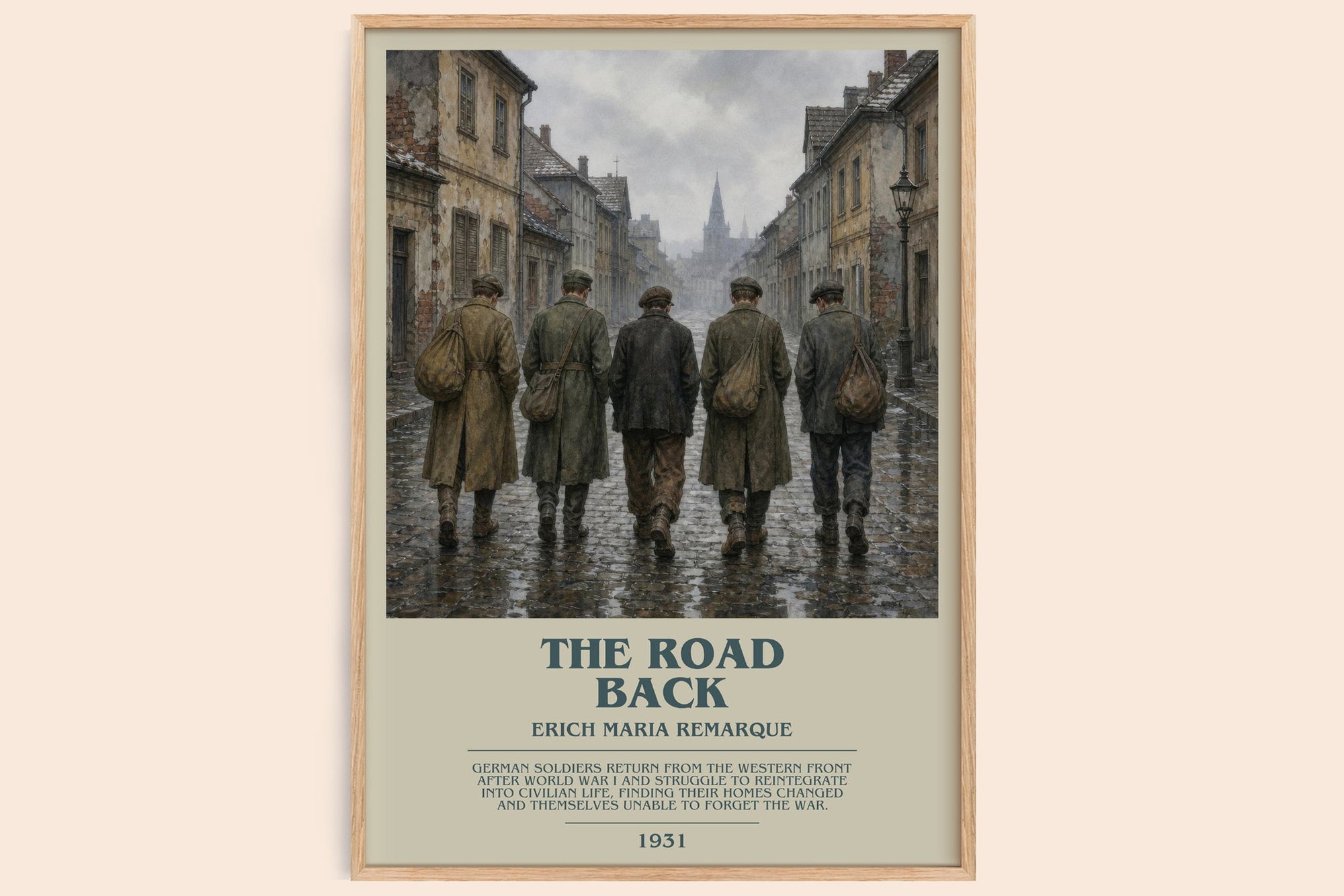 The Road Back bookish book poster by Erich Maria Remarque – framed literary art print