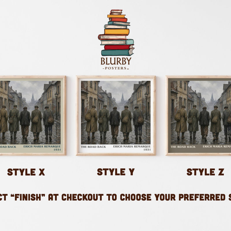 The Road Back literary print in frame leaning in hallway – historical fiction wall art