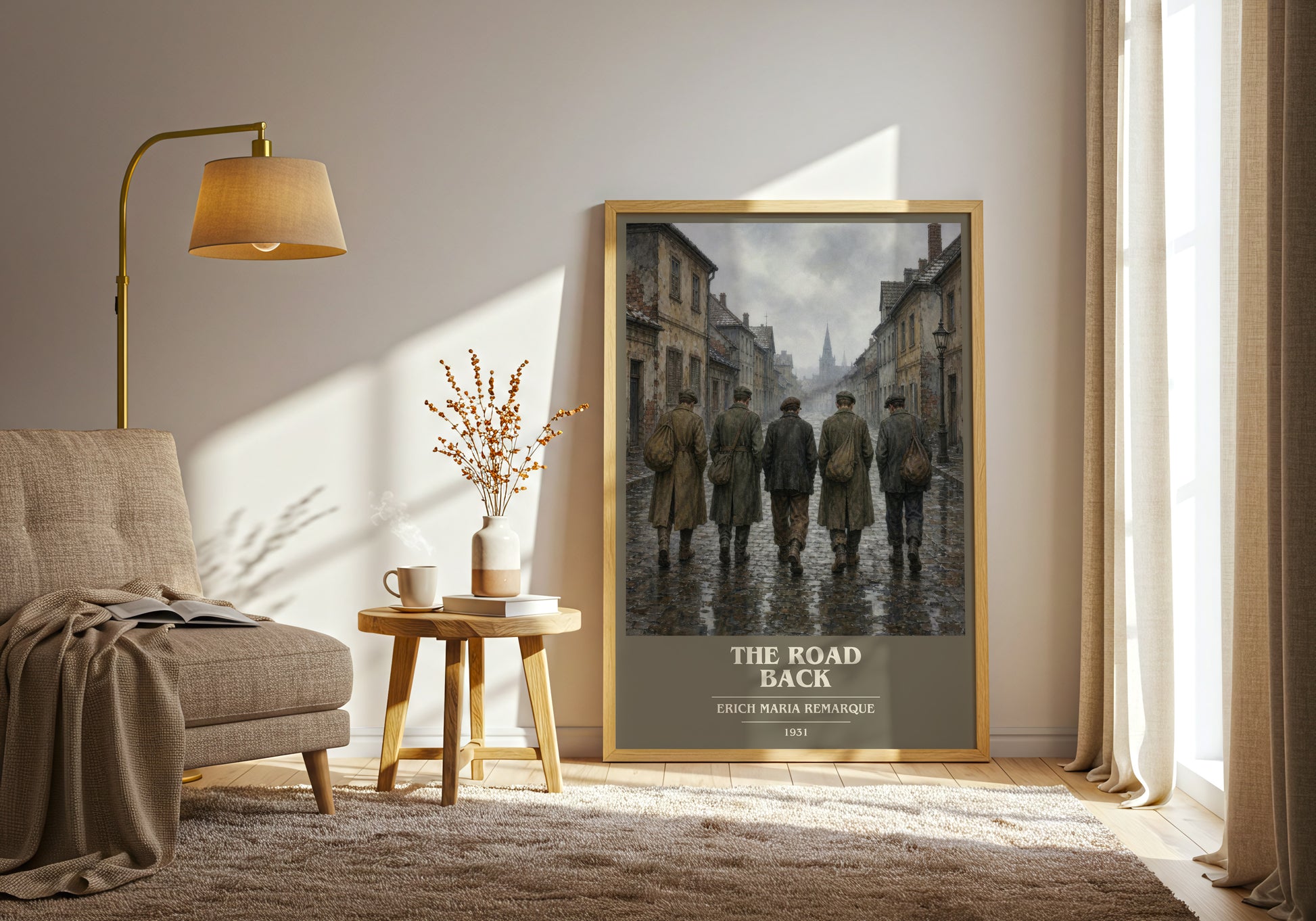 The Road Back book cover print on bookshelf – Erich Maria Remarque fan gift