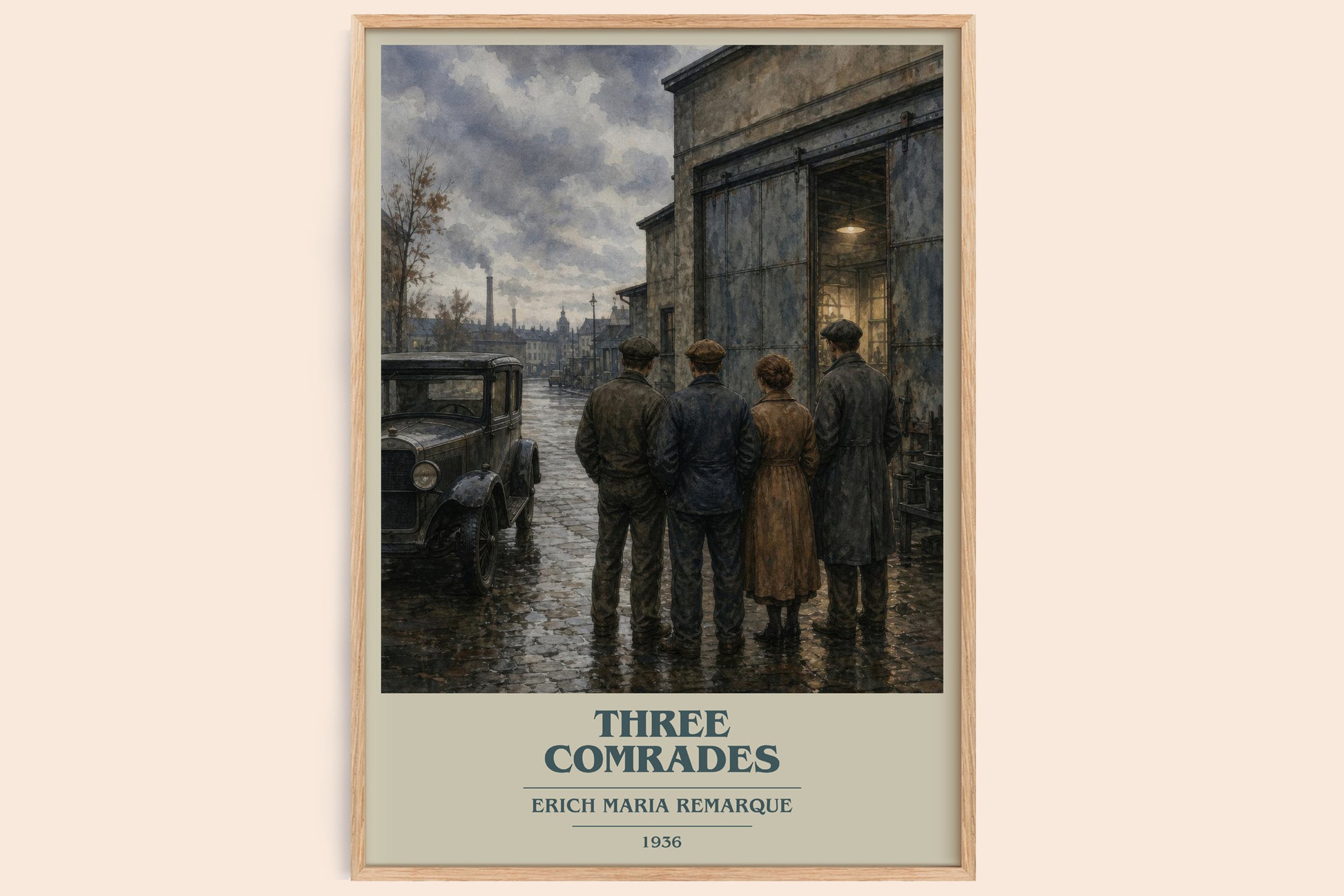 Three Comrades book cover book poster by Erich Maria Remarque – framed literary art print